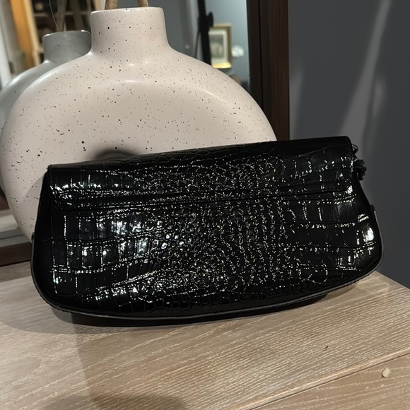 GB Girls Black Glossy Mini Bag with Croc Texture - Picture 10 of 11